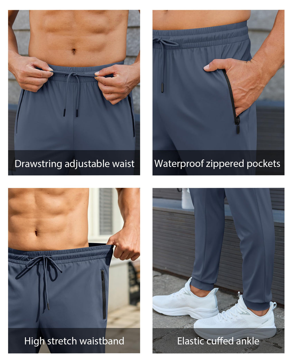 Mens Sweatpants with Zipper Pockets Lightweight Athletic Joggers for Workout Running Gym Track Casual Wear Jansha Store