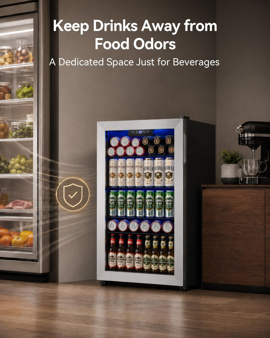 Feelfunn 3.2 Cu. Ft. Beverage Refrigerator, 126-Can Mini Fridge, 34-64°F Jansha Store