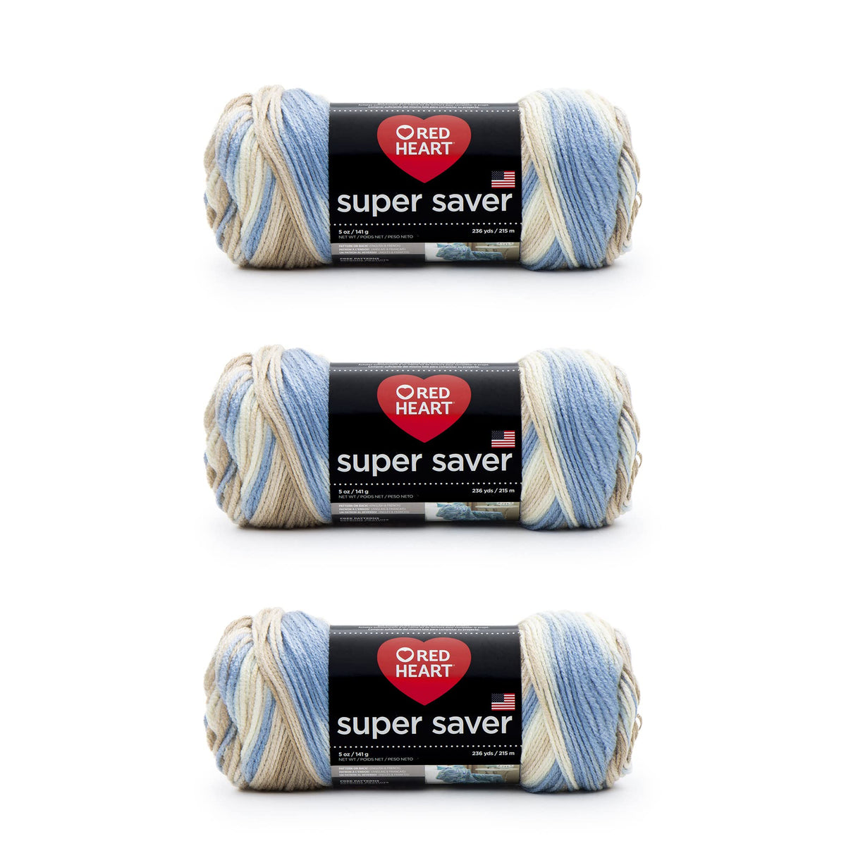 Red Heart Super Saver Yarn for Crocheting & Knitting, Medium Thyme, 3-Pack Jansha Store