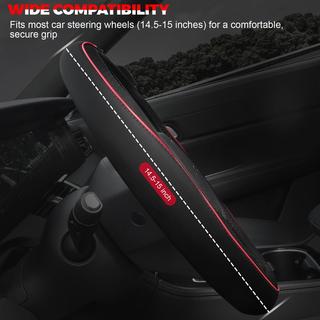 Ouzorp Car Steering Wheel Cover, Microfiber Leather Steering Wheel Covers with Anti-Slip Lining, Universal 14.5-15 inchs Black Jansha Store