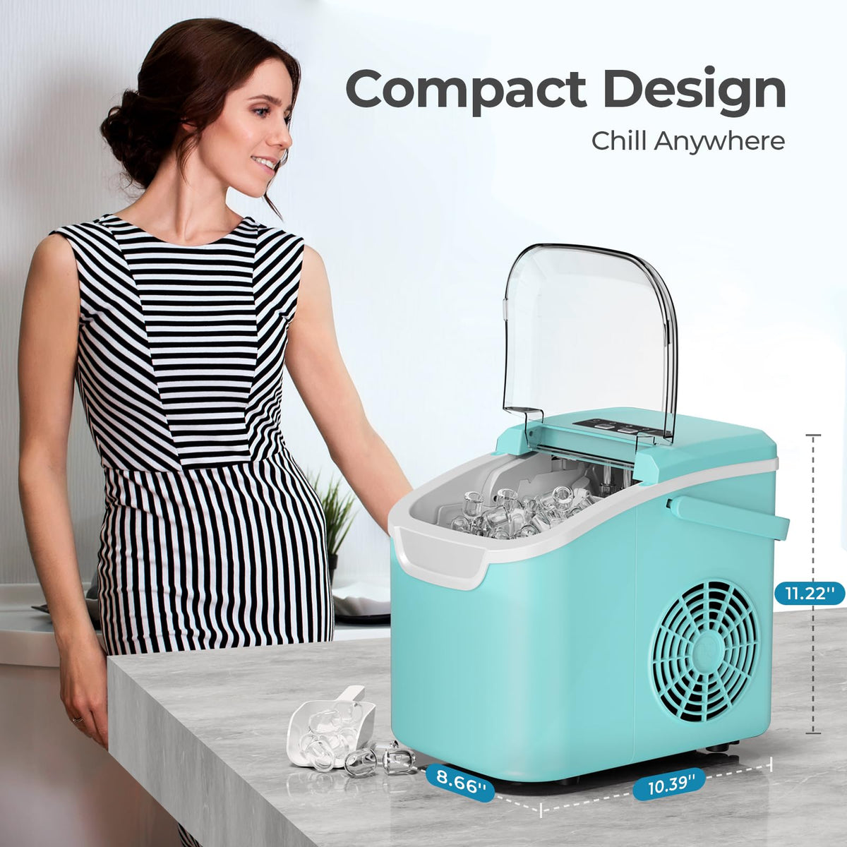 Antarctic Star Countertop Ice Maker Machine, 26Lbs/Day Fastest 6‑Min Ice Jansha Store