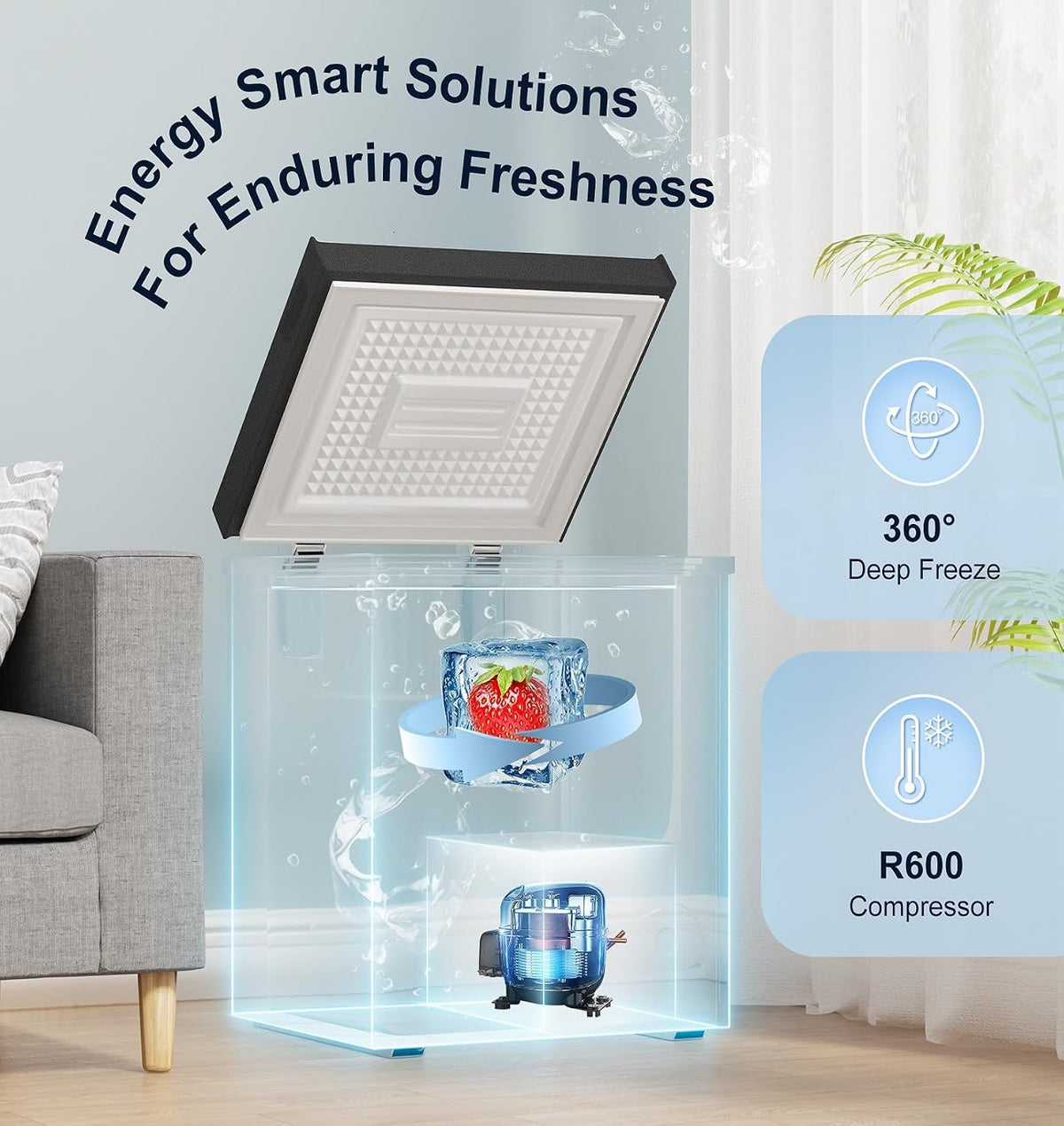 TABU 5.0 Cubic Feet Chest Freezer, Compact Deep Freezer, Black Jansha Store