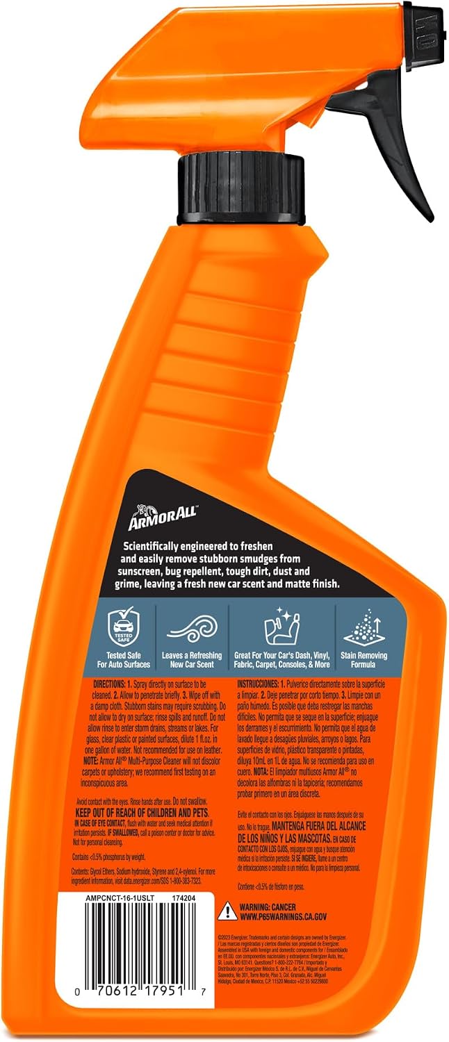 Armor All Multi-Purpose Car Cleaner Spray, New Car Scent, 16 Fl Oz (Pack of 6) Jansha Store
