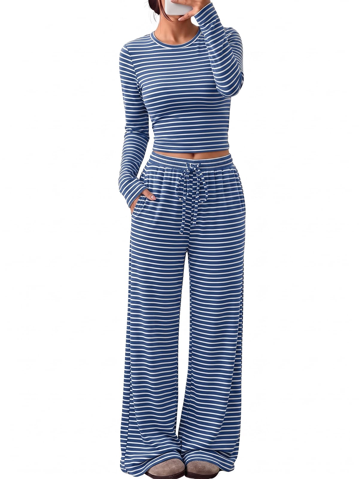 Trendy Queen Women's 2 Piece 2026 Fall Fashion Lounge Set with Pockets Jansha Store
