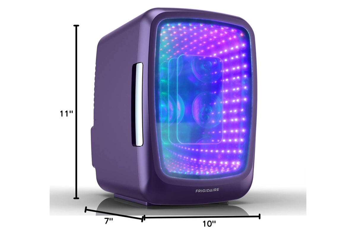 Frigidaire Gaming Light Up Mini Beverage Refrigerator, 6 can, 4 liters, Cooler with large see through door and LED lights Perfect for Gaming Experience, Home, Office, or Cars.12V Charger (Blue) Jansha Store