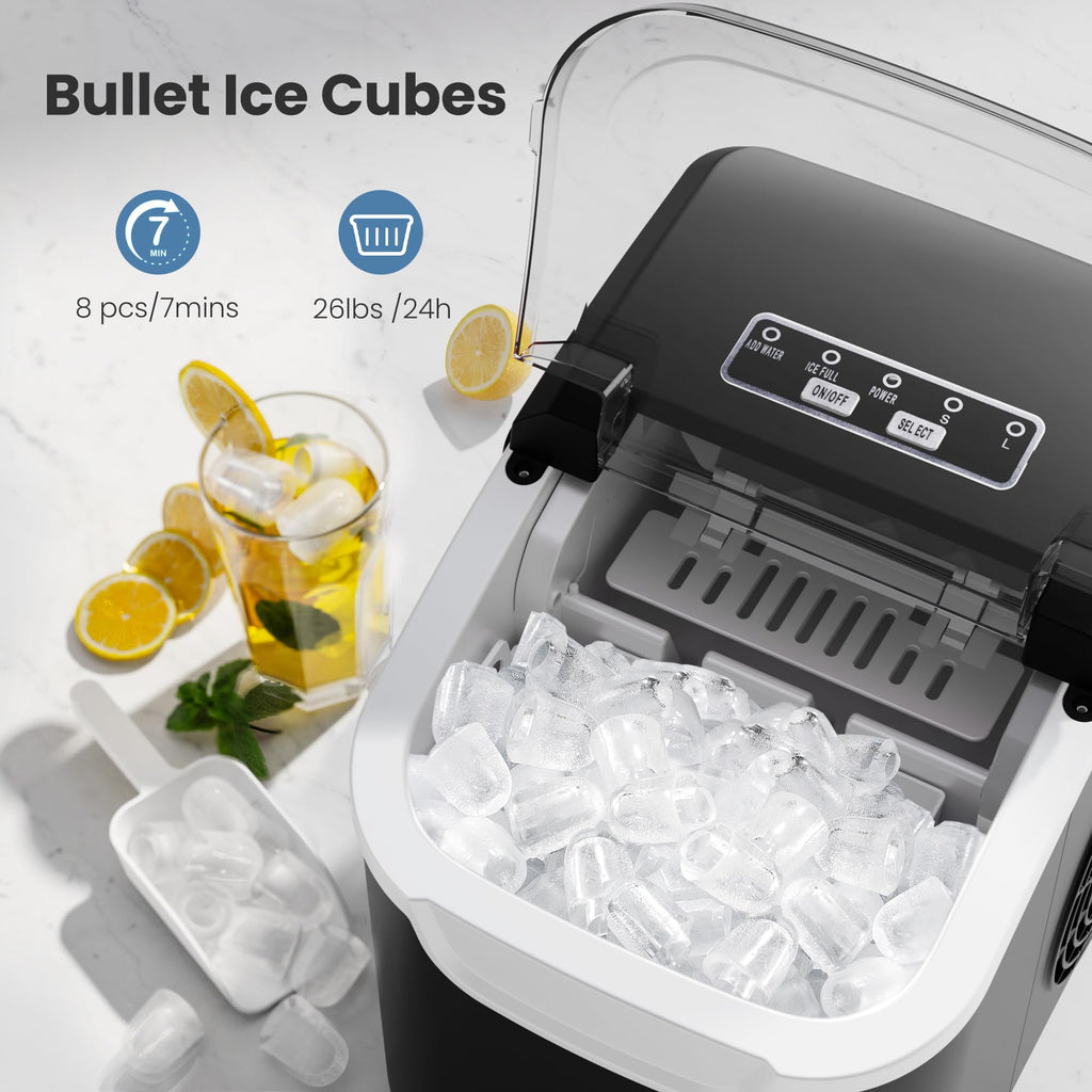 Crzoe Countertop Ice Maker, 26Lbs/24H, 2 Sizes of Ice, Self-Cleaning,Green Jansha Store