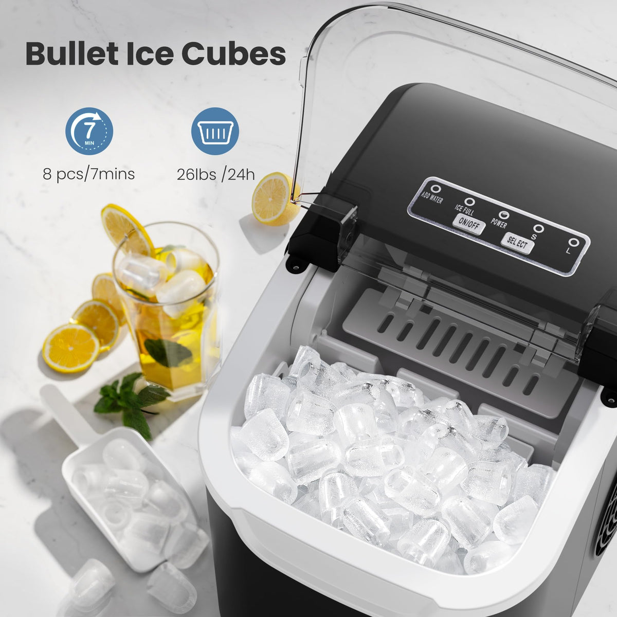 Crzoe Countertop Ice Maker, 26Lbs/24H, 2 Sizes of Ice, Self-Cleaning,Green Jansha Store
