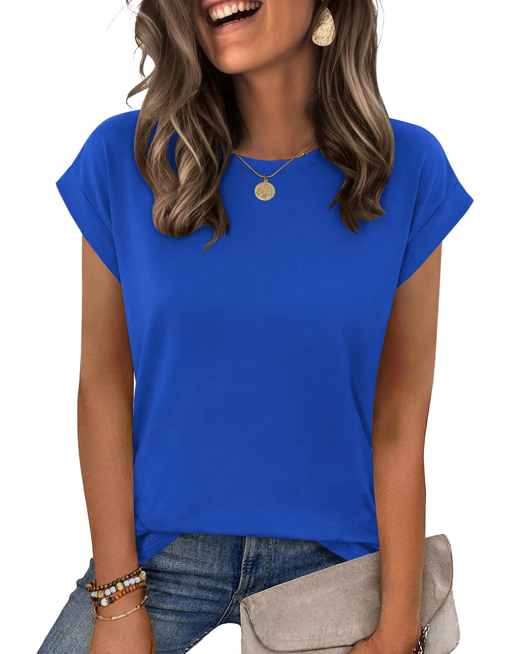 Zeagoo Womens Tops Summer Casual Cap Sleeve Tshirts Shirts Business Blouses Jansha Store