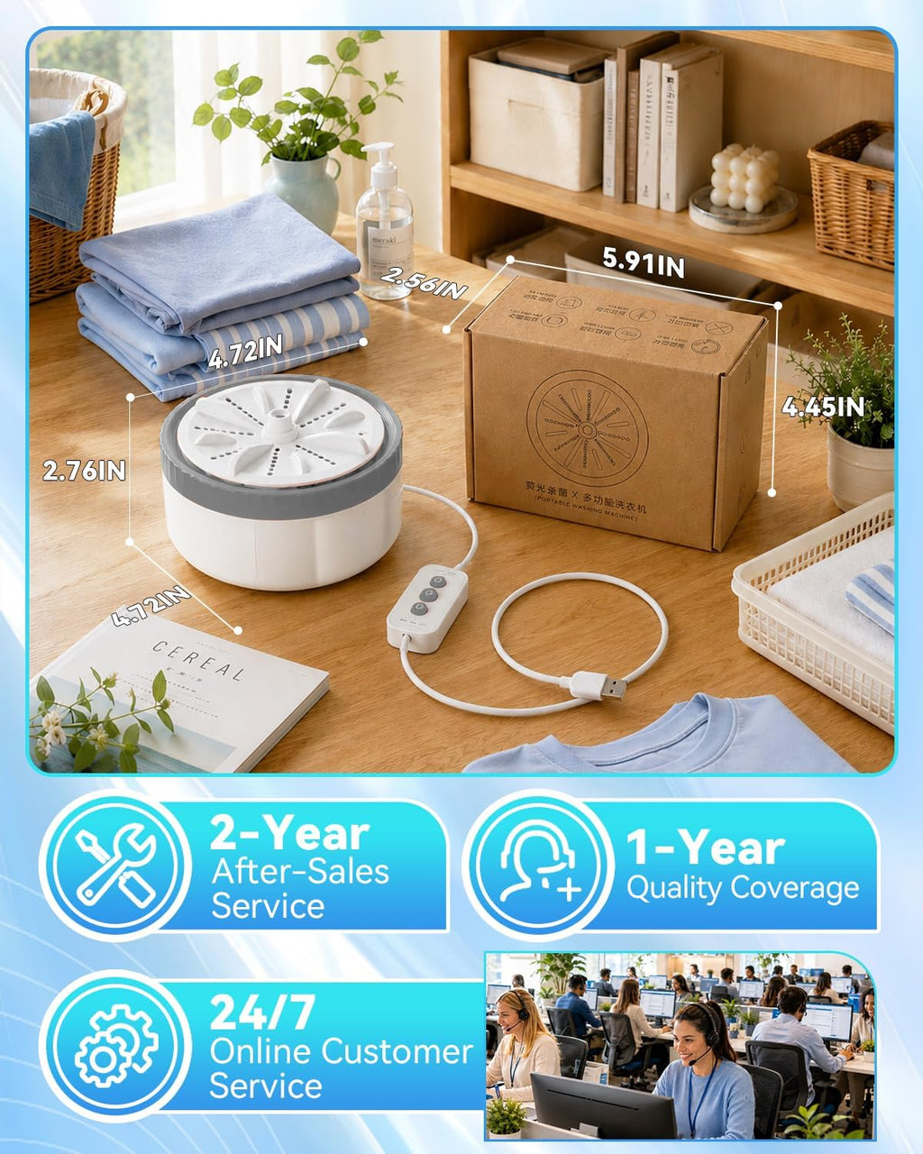 USB Portable Washing Machine | For Clothes & Dishes, Travel, Dorms, RVs Jansha Store