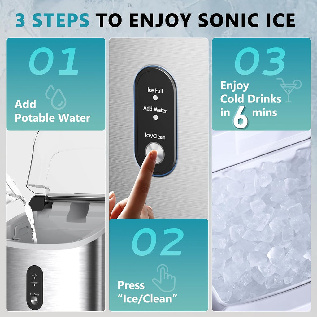 EUHOMY Nugget Ice Maker Countertop with Handle, 34lbs/24H Sonic Ice Maker Jansha Store