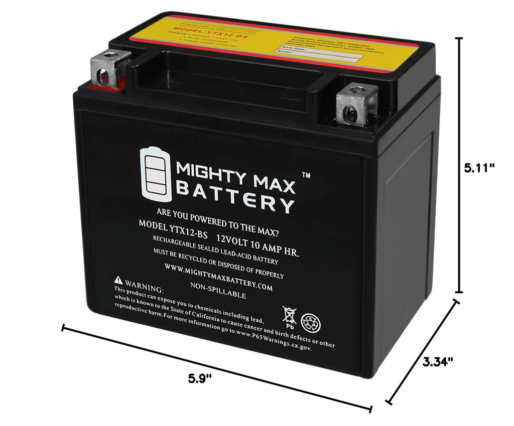 Mighty Max Battery YTX14-BS - 12 Volt 12 AH, 200 CCA, Rechargeable Maintenance Free SLA AGM Motorcycle Battery Jansha Store