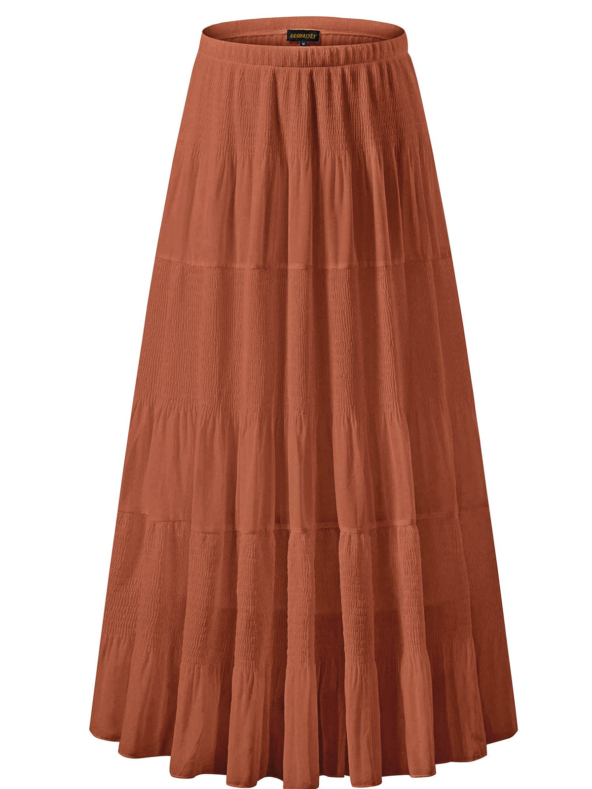 NASHALYLY Women's Chiffon Elastic High Waist Pleated A-Line Maxi Skirts Jansha Store