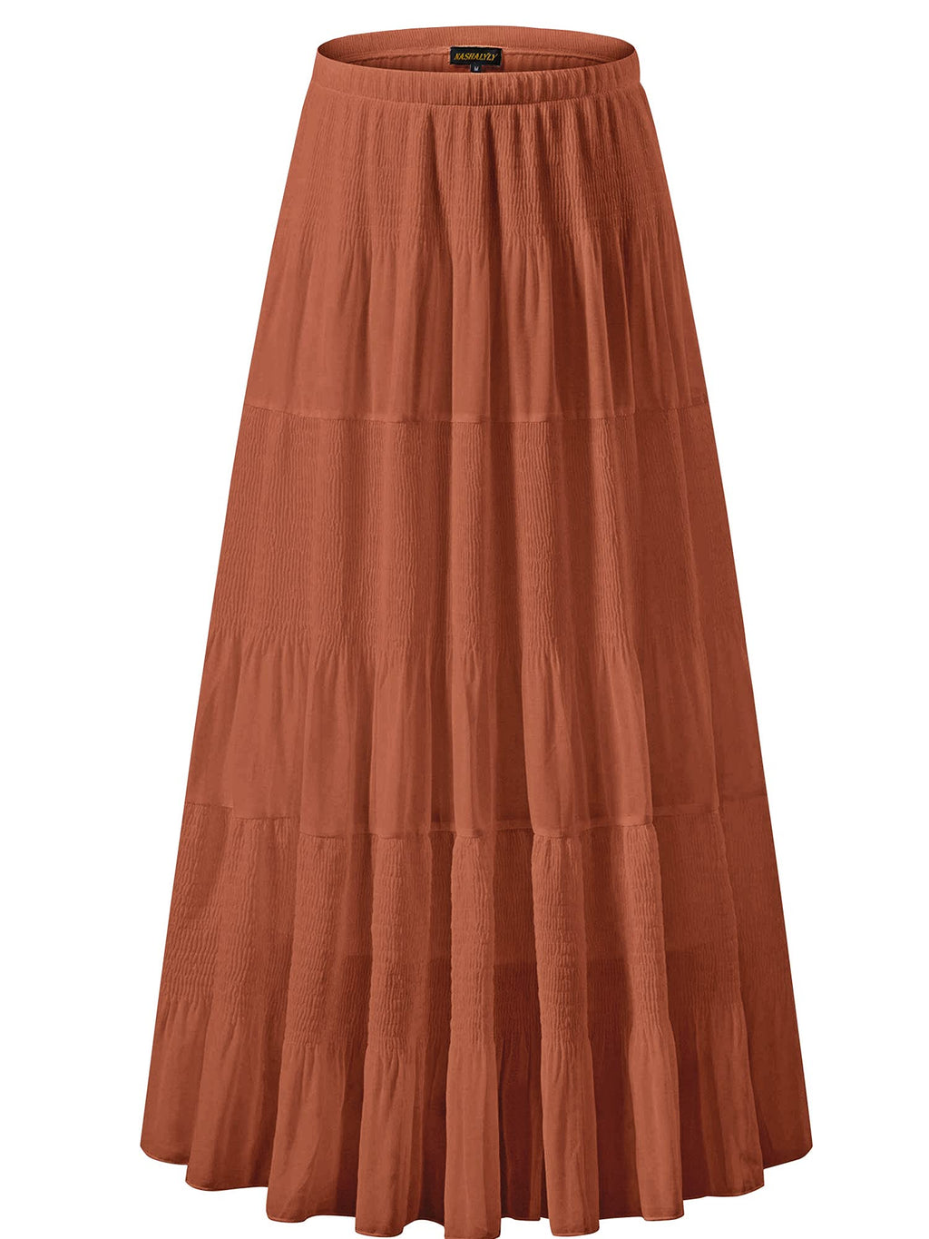 NASHALYLY Women's Chiffon Elastic High Waist Pleated A-Line Maxi Skirts Jansha Store
