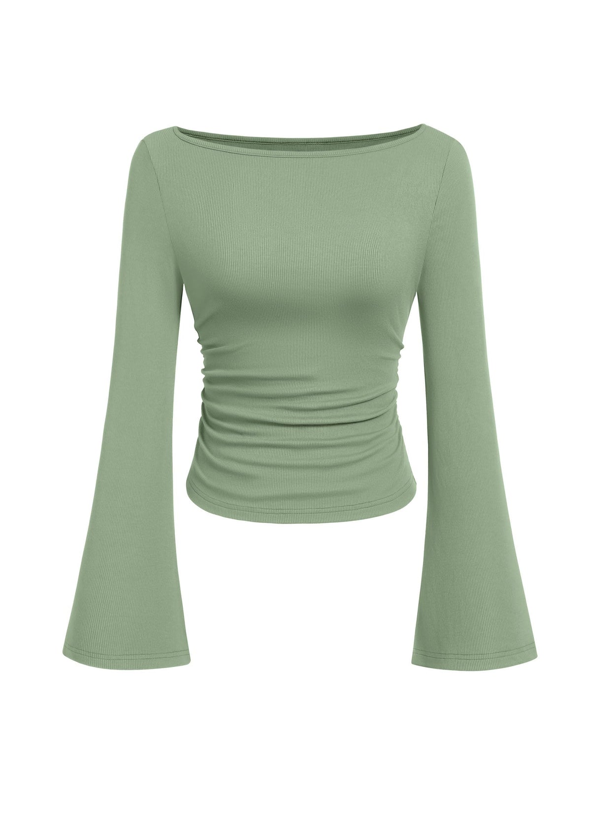 PRETTYGARDEN Womens Bell Long Sleeve Ribbed Knit Tops Jansha Store