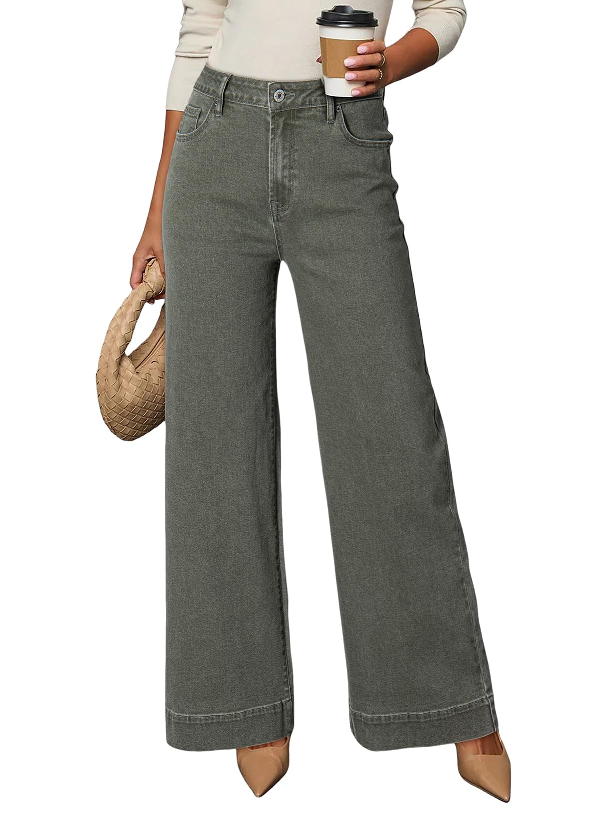 Dokotoo Women's Casual High Waisted Jeans Stretch Wide Leg Loose Denim Pant Jansha Store