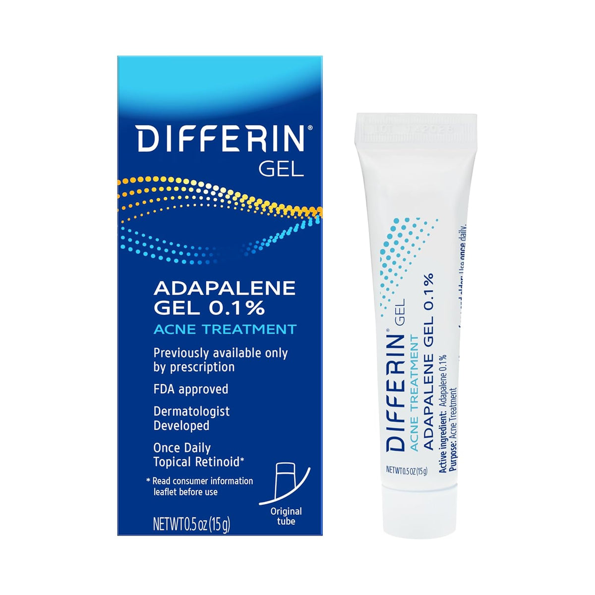 Differin Acne Retinoid Treatment Gel, 0.1% Adapalene, 15g Tube Jansha Store