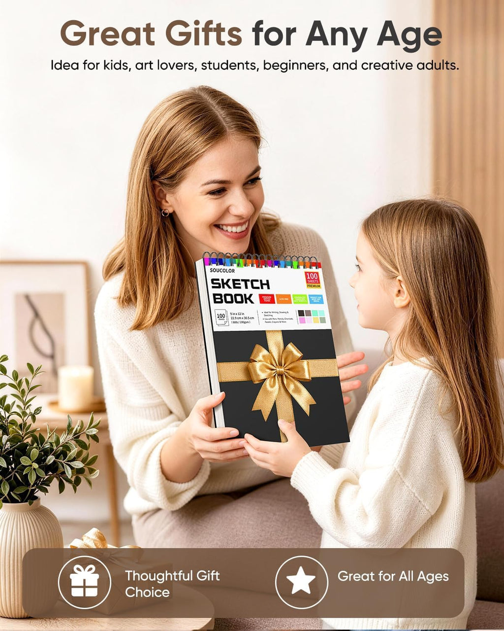 Soucolor Sketch Book 9" x 12", 100 Sheets Kids Art Sketchbook Drawing Pad Jansha Store