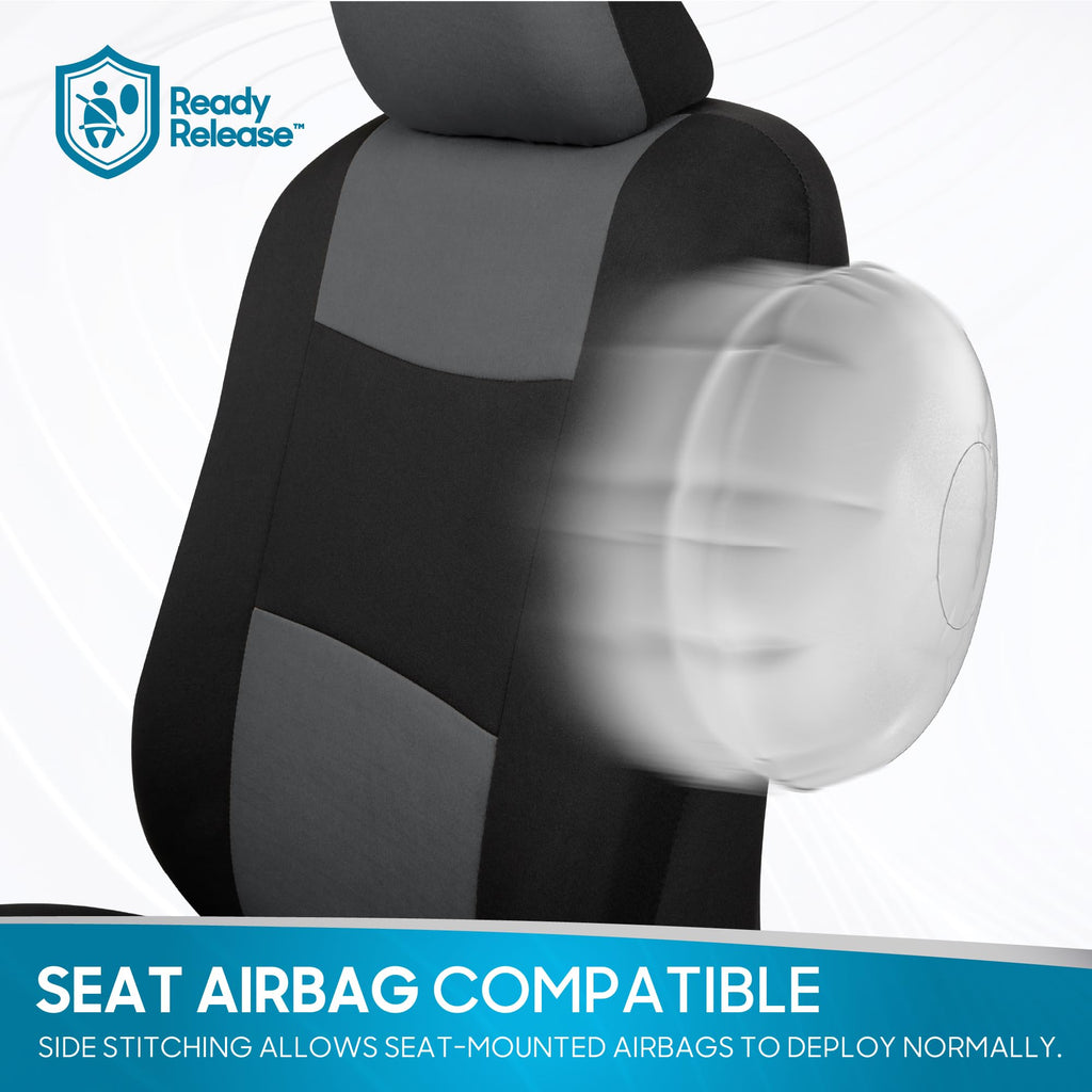 BDK PolyPro Car Seat Covers Full Set in Solid Black, Front and Rear Split Bench Seat Covers for Cars, Easy to Install Car Seats Cover Set and Accessories for Auto Trucks Van SUV - Solid Black Jansha Store