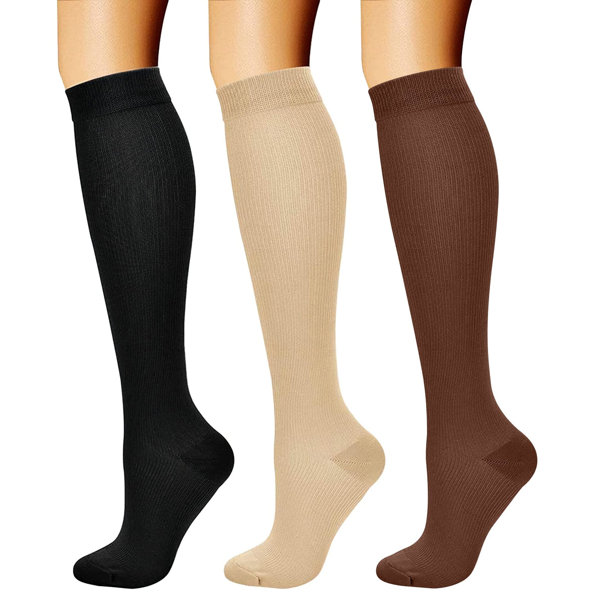 CHARMKING Compression Socks for Women & Men Circulation (3 Pairs) 15-20 mmHg is Best Support for Athletic Running Cycling Jansha Store