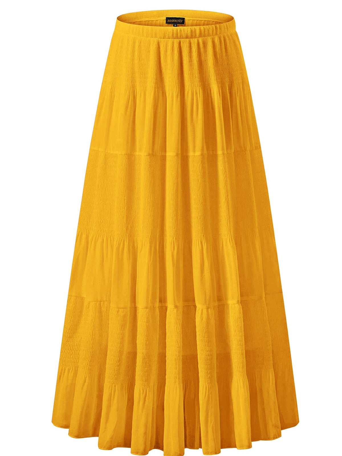 NASHALYLY Women's Chiffon Elastic High Waist Pleated A-Line Maxi Skirts Jansha Store