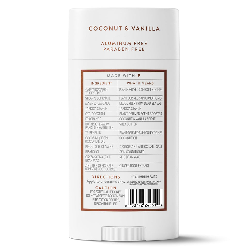Native Aluminum Free Deodorant, Vanilla & Sandalwood, Large Size Stick, 72 Hour Odor Control, for Women & Men, Contains Naturally Derived Ingredients, 3.1 oz Jansha Store