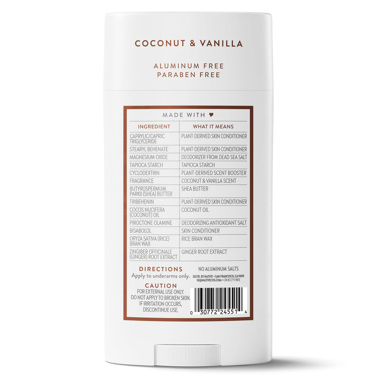 Native Aluminum Free Deodorant, Vanilla & Sandalwood, Large Size Stick, 72 Hour Odor Control, for Women & Men, Contains Naturally Derived Ingredients, 3.1 oz Jansha Store