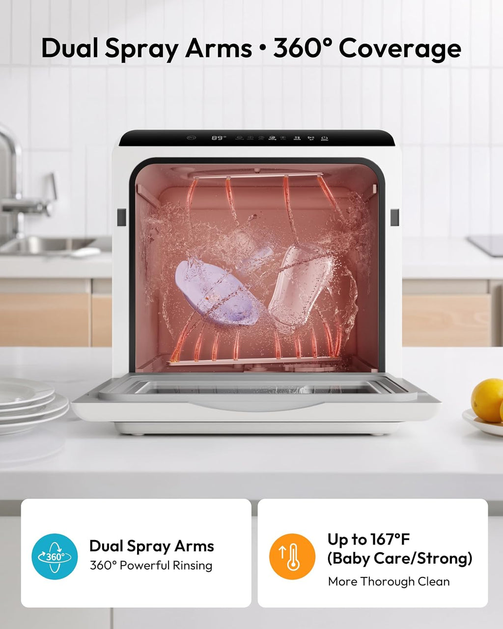 EUHOMY Countertop Dishwasher Portable, 6 Programs with 40 dB, No Hookup Jansha Store