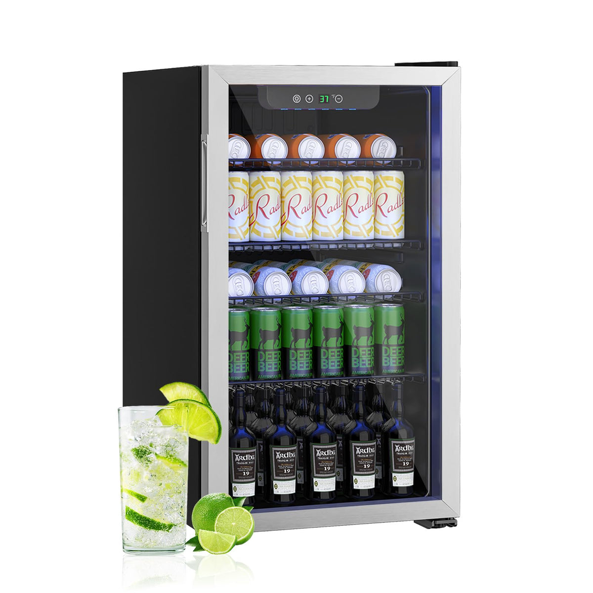 DOGHLY 1.7 Cu.ft Mini Fridge Glass Door, 72 Cans Beverage Refrigerator Jansha Store