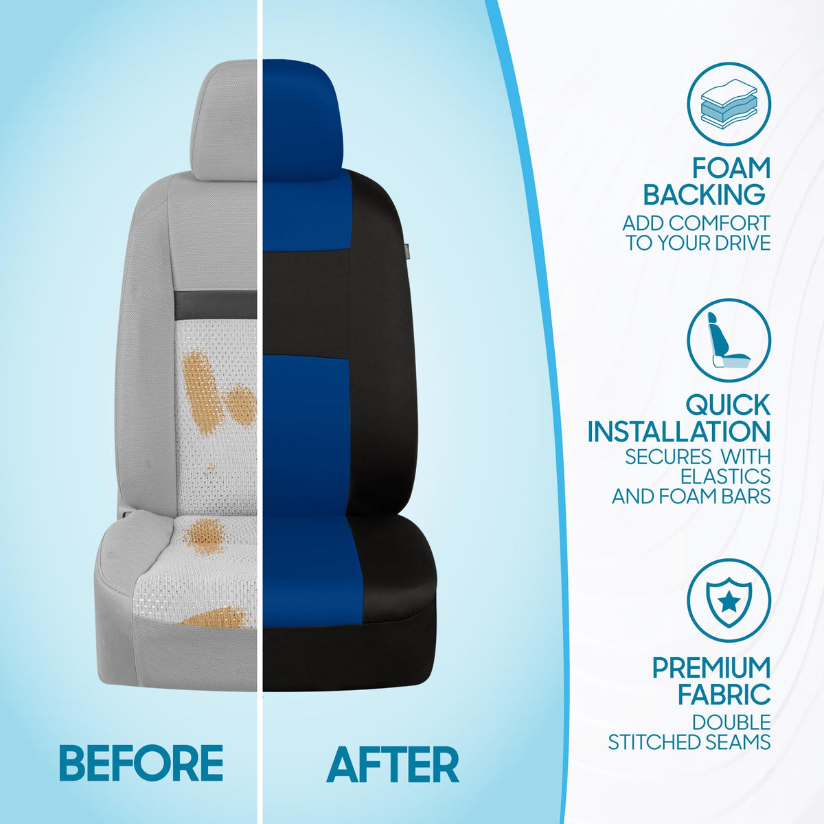 BDK PolyPro Car Seat Covers Full Set in Solid Black, Front and Rear Split Bench Seat Covers for Cars, Easy to Install Car Seats Cover Set and Accessories for Auto Trucks Van SUV - Solid Black Jansha Store