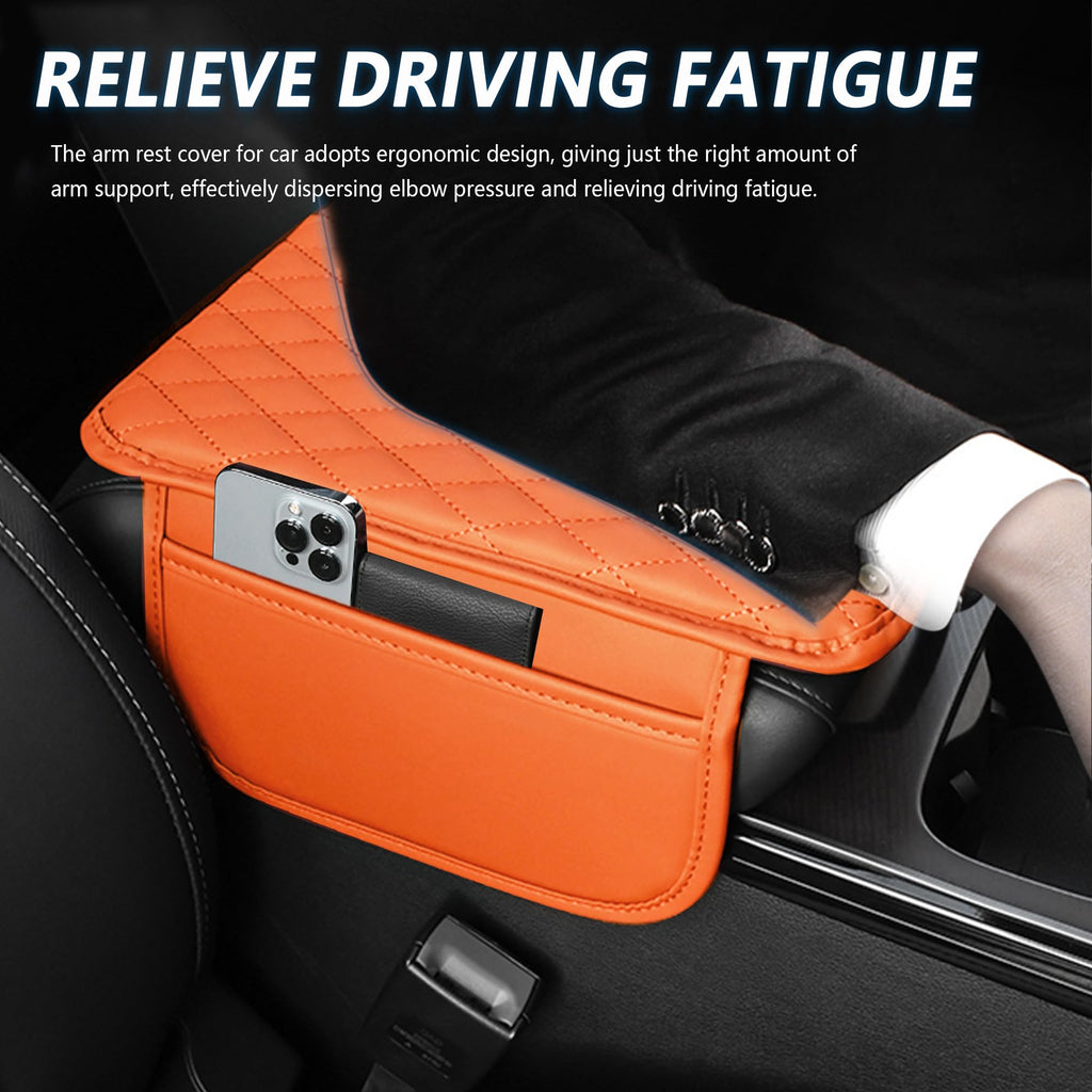 Stacool Upgraded Car Center Console Cover,Microfiber Leather Car Armrest Cover Cushion with 2 Storage Bags,Universal Car Armrest Storage Box (Brown) Jansha Store