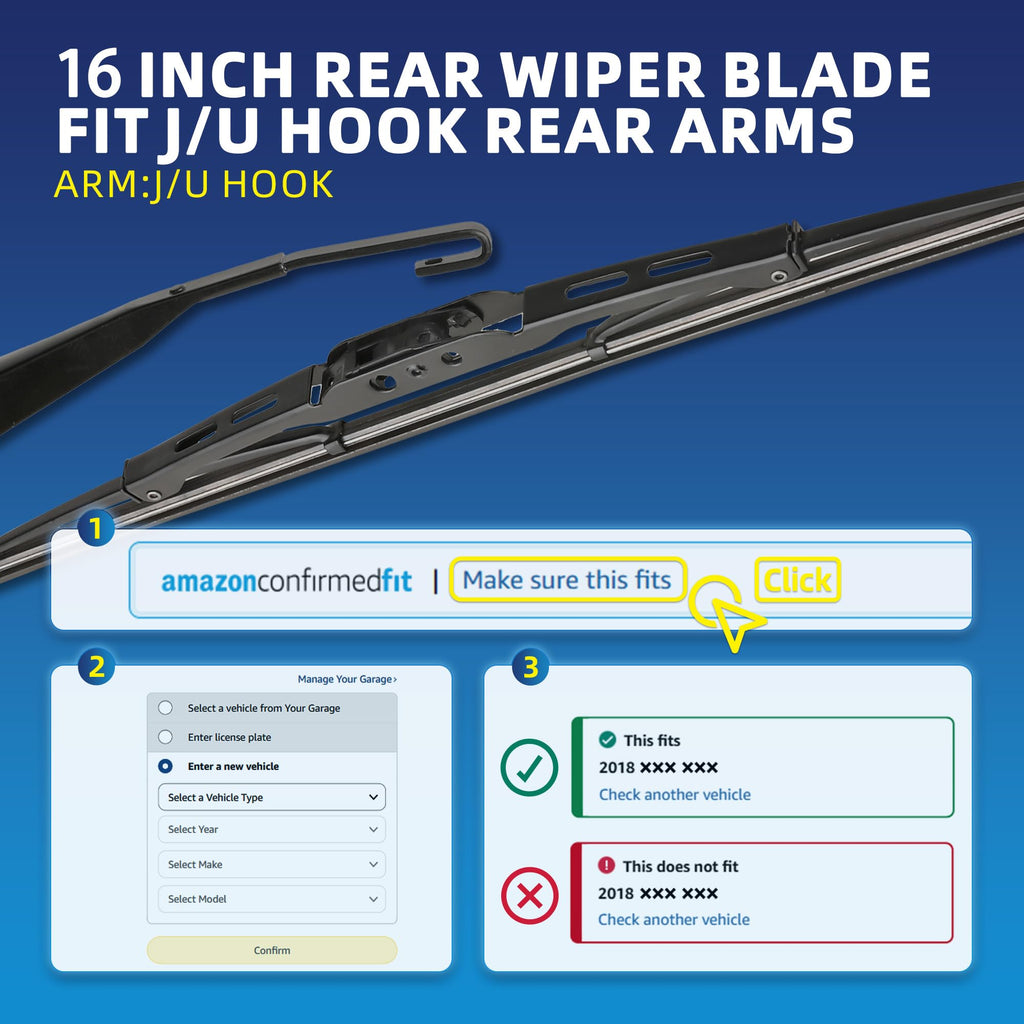 5 PLUS RearQuiet 12 Inch Rear Wiper Blade,OEM Replacement Rear Window Wiper Jansha Store