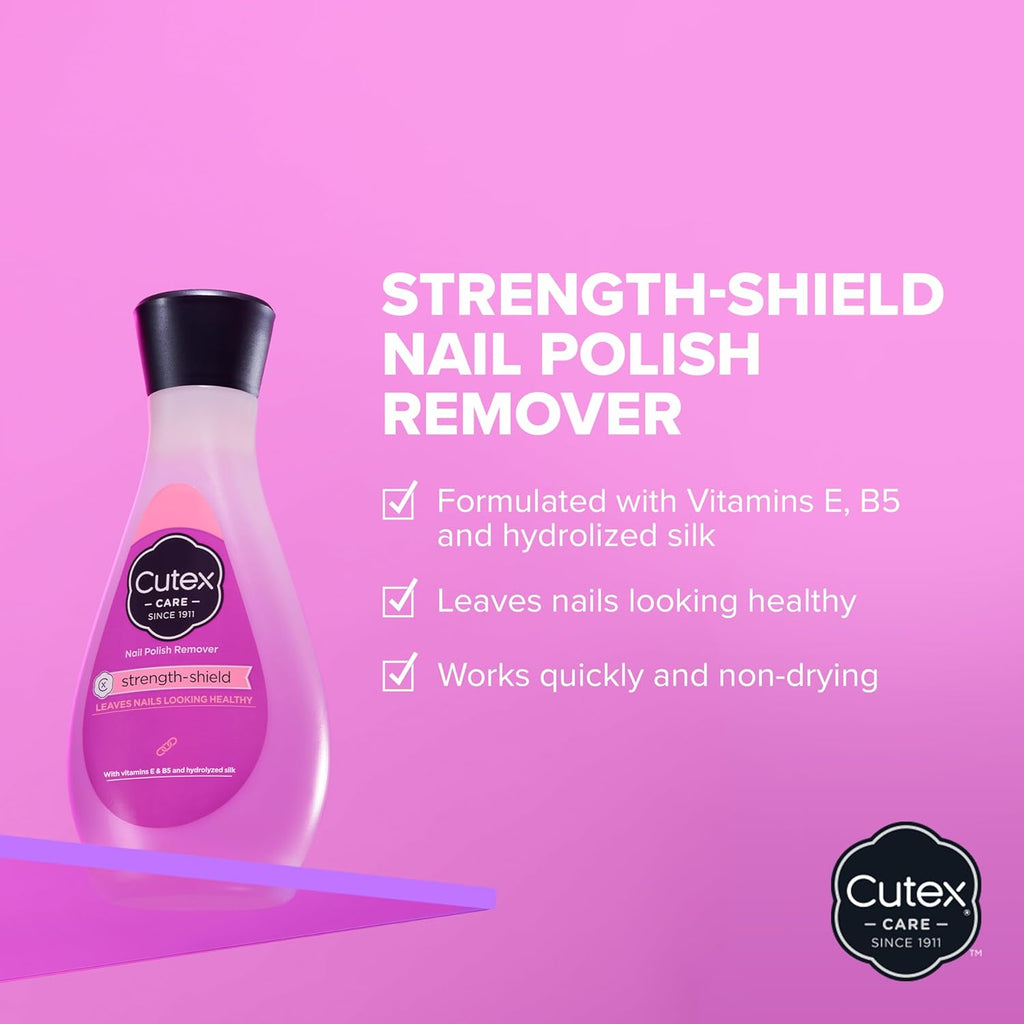Cutex Nail Polish Remover, Strength Shield, Leaves Nails Looking Healthy, Contains Vitamins E, B5 & Hydrolyzed Silk, 6.76 Fl Oz Jansha Store