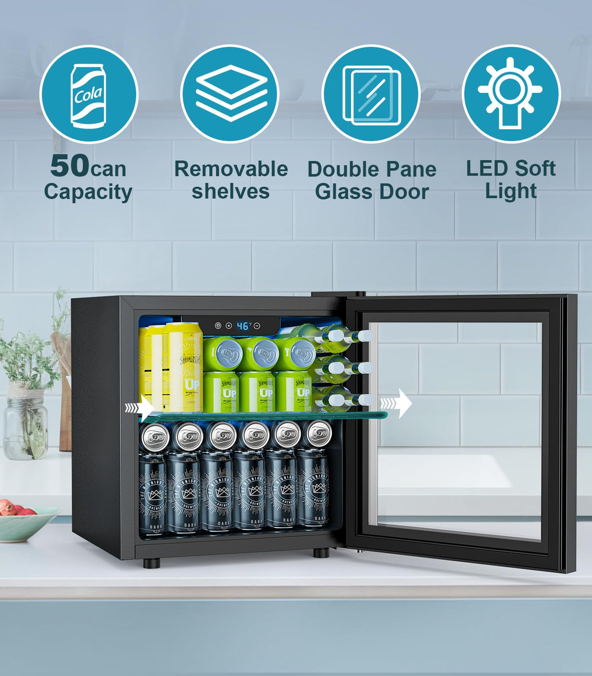 Electactic Mini Fridge 130 Can Beverage Refrigerator Cooler, 3.2 Cu.Ft Drink Fridge for Soda Wine Beer, Adjustable Temperature Control for Home Office, Black Jansha Store