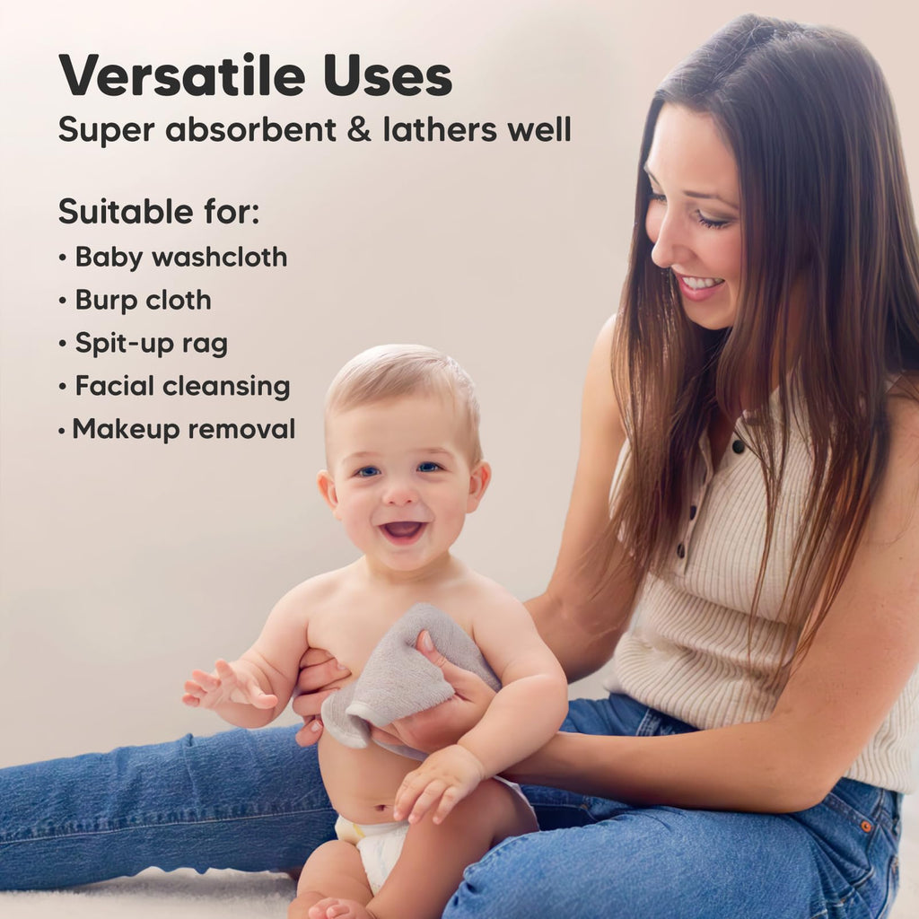 6-Pack Baby Washcloths, Soft Absorbent Washcloths for Face, Body (Rosy) Jansha Store