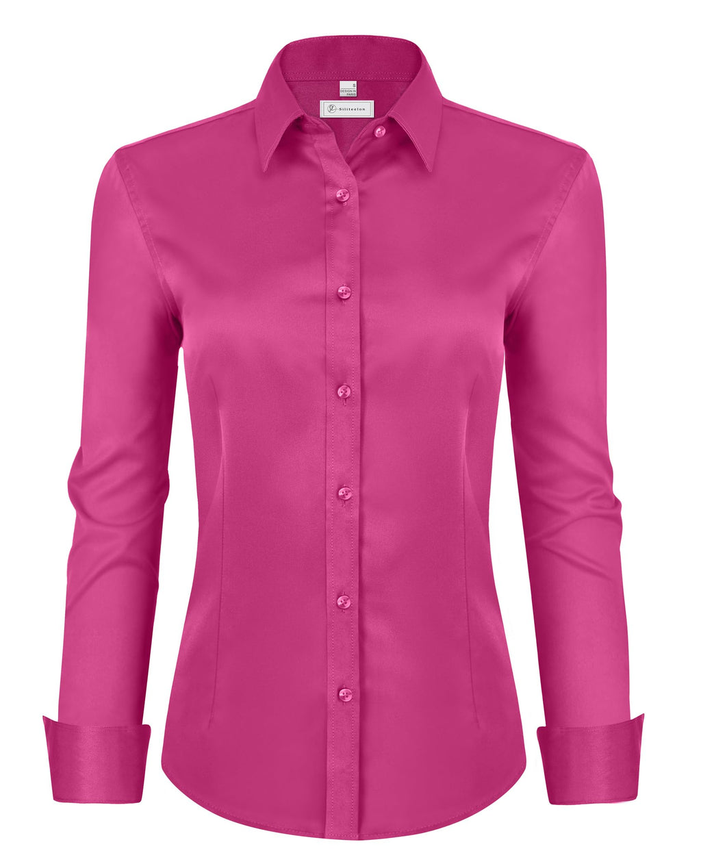 siliteelon Womens Classic-Fit Dress Shirts Long Sleeve Button Down Wrinkle-Free Stretch Solid Casual Work Office Blouse Top Jansha Store