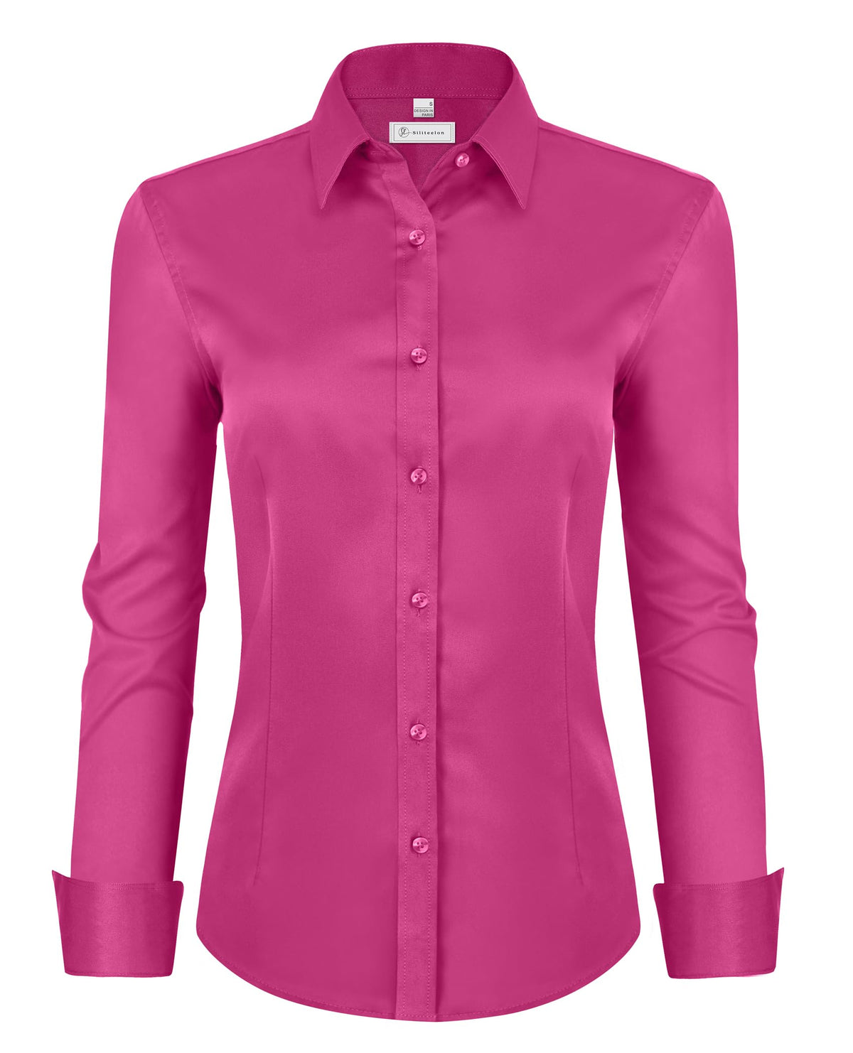 siliteelon Womens Classic-Fit Dress Shirts Long Sleeve Button Down Wrinkle-Free Stretch Solid Casual Work Office Blouse Top Jansha Store