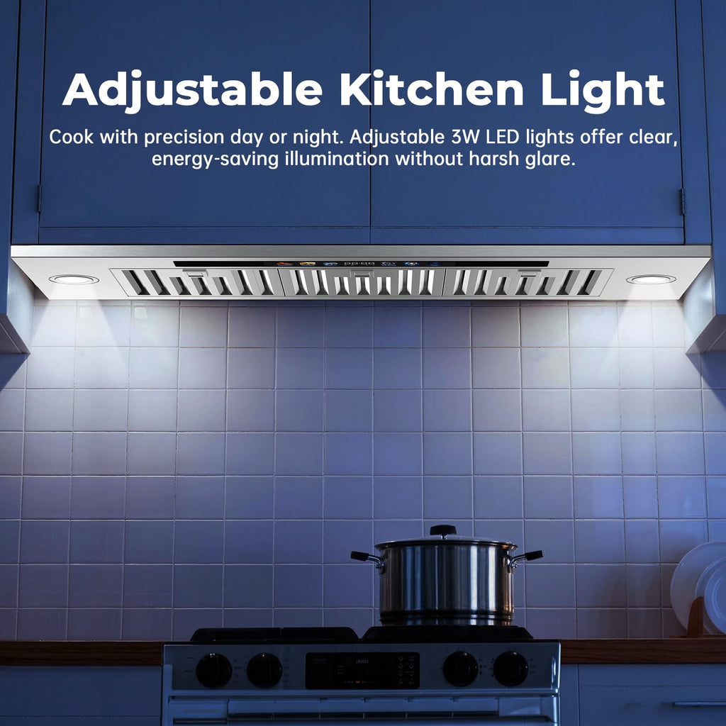 Range Hood Insert 30 inch,Stainless Steel Kitchen Vent Hood 600CFM,Built-in Kitchen Stove Hood w/Front Button Controls and Front LED Lights,Baffle Filters,Ducted/ductless Convertible Duct Jansha Store
