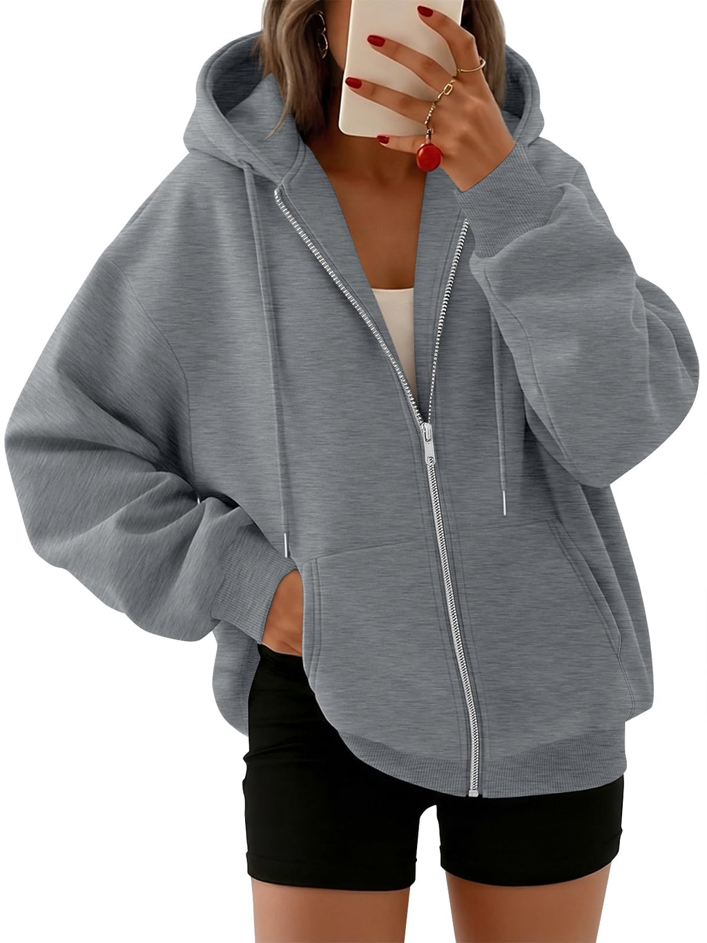 Trendy Queen Womens Oversized Zip Up Hoodies Y2K Fall Sweatshirts 2026 Jansha Store