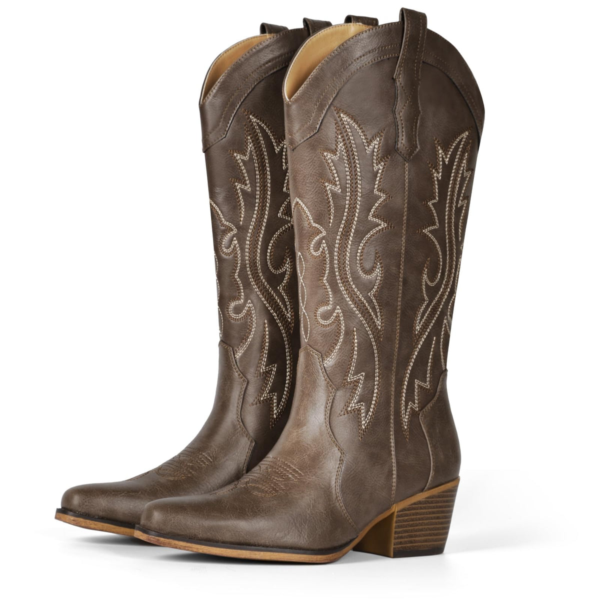 IUV Cowboy Boots For Women Western Cowgirl Boots Mid Calf Snip Toe Jansha Store