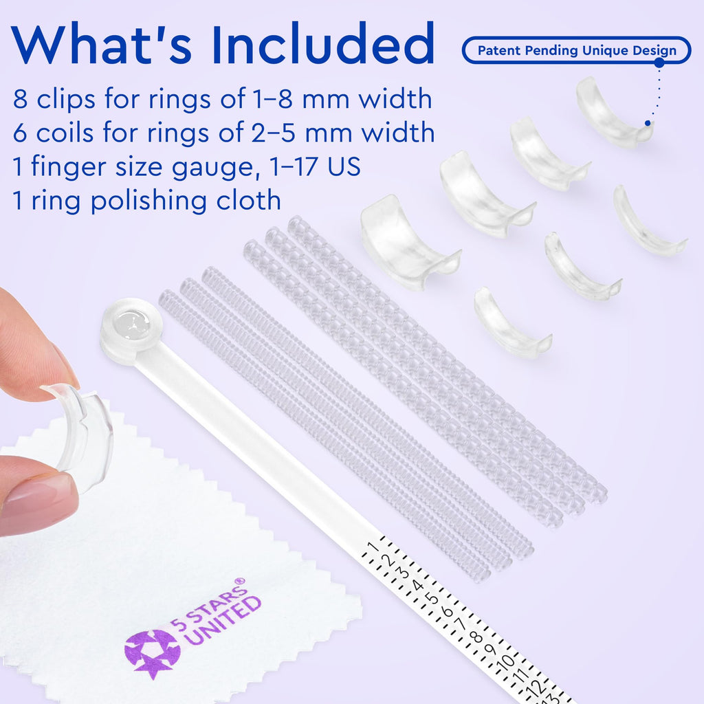 Ring Sizers for Loose Rings – Clip Ring Adjusters in 8 Sizes, Fits Flat Bands Up to 8 mm, Invisible Ring Guards for Women & Men Jansha Store