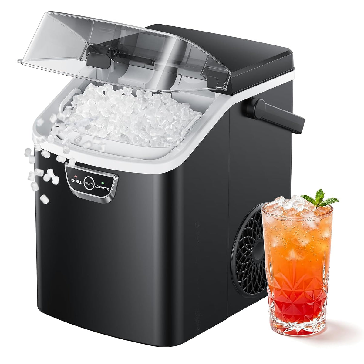 EUHOMY Nugget Ice Maker Countertop with Handle, Max 40lbs Daily Sonic Ice Jansha Store