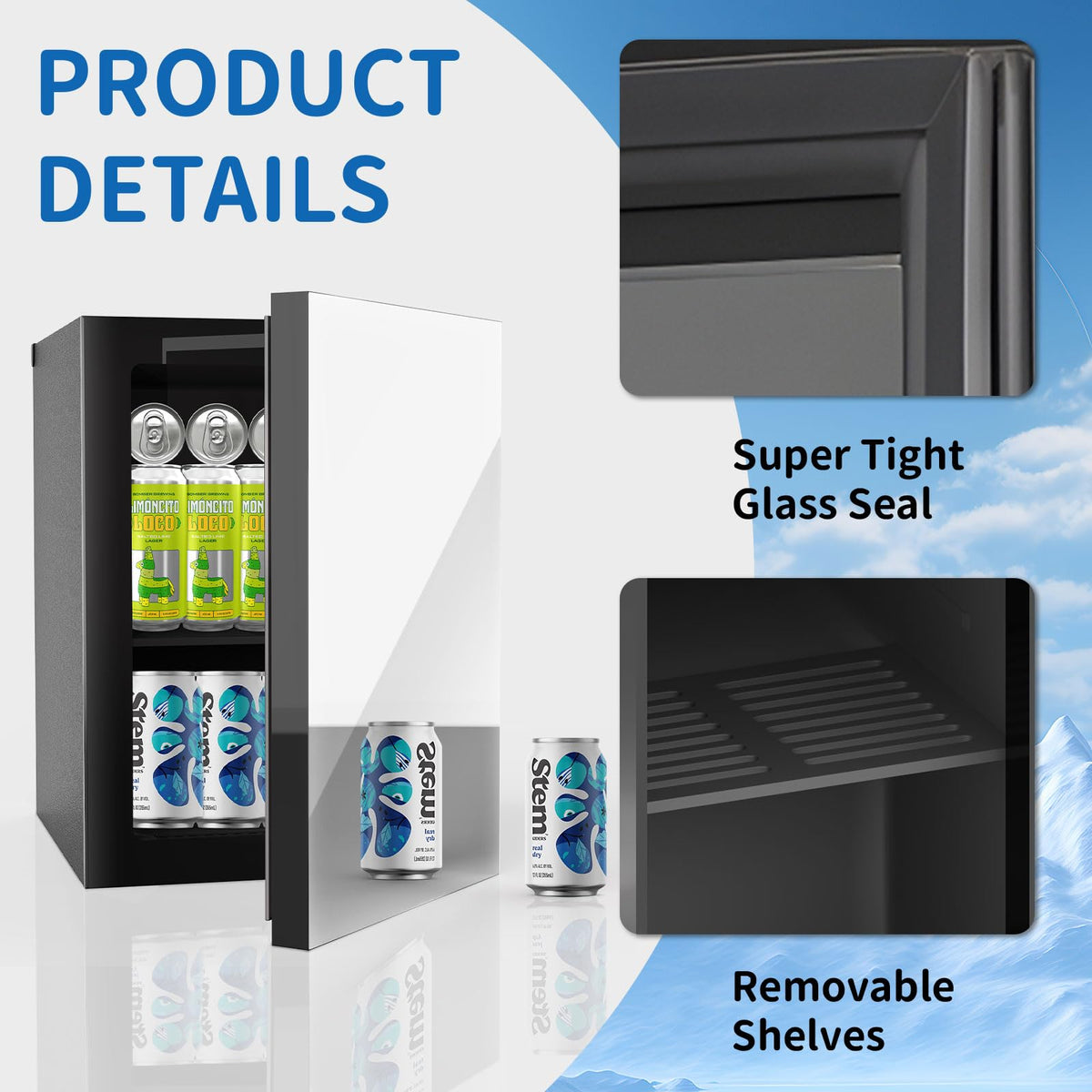 Erivess 24 Can Mini Fridge, 0.6 Cu.ft Beverage Refrigerator Cooler, Black Jansha Store