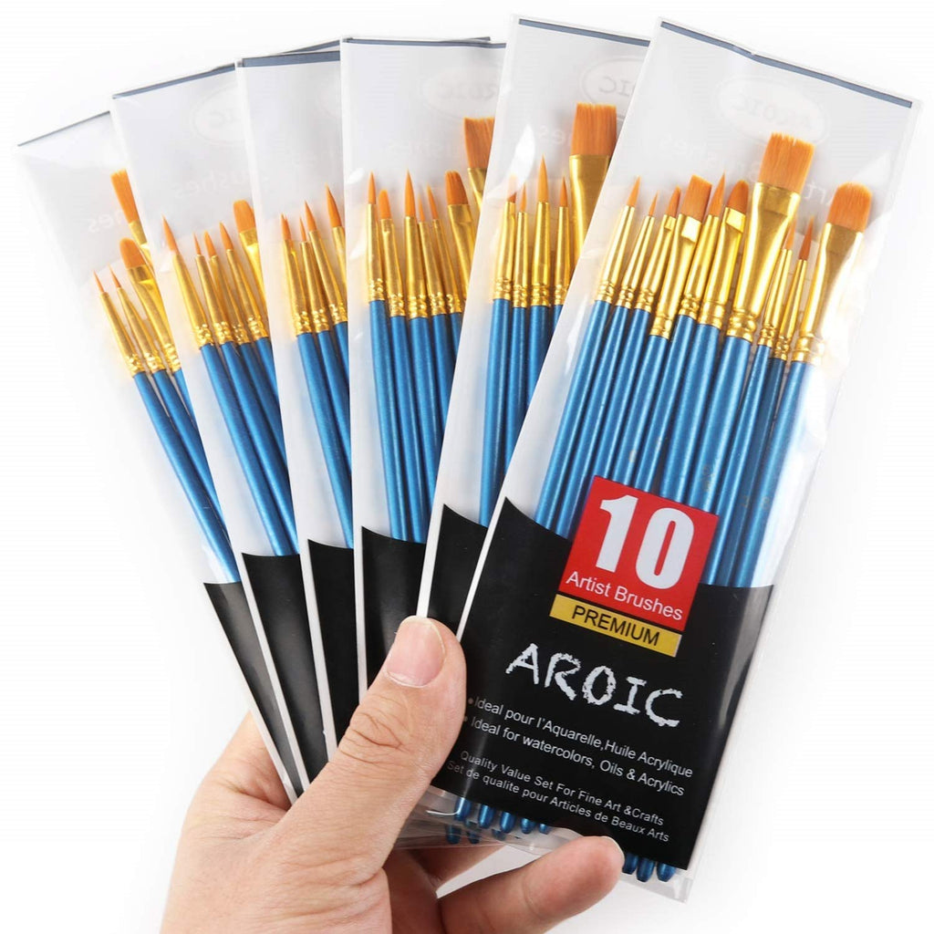 AROIC 10 Pcs Paint Brushes, Acrylic Oil Watercolor Painting Brush Set Jansha Store
