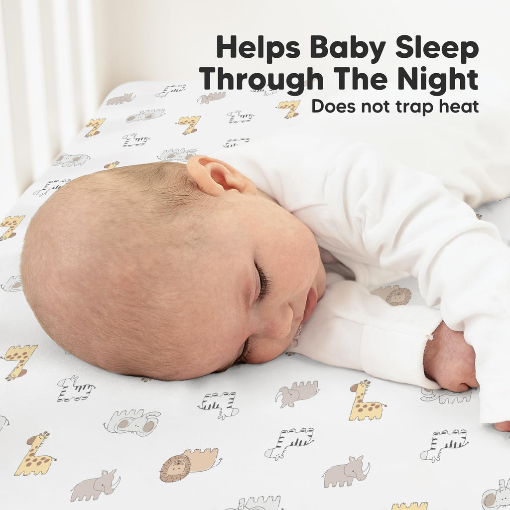 KeaBabies 2pk Organic Cotton Crib Sheets for Boys Girls 52x28, Soft White Jansha Store