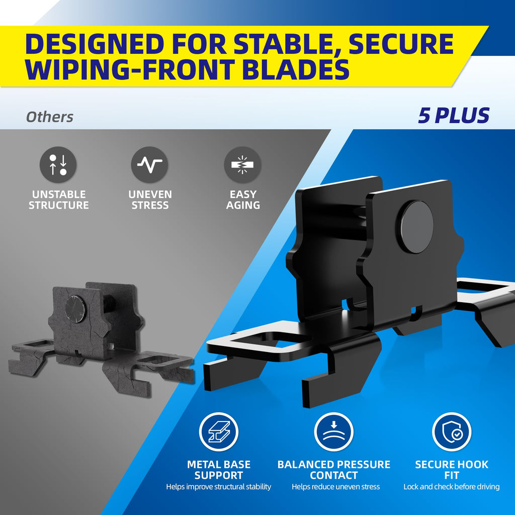 5 PLUS 20" Wiper Blades 2 Pack for J/U HOOK Front Arms,Premium All-Seasons Jansha Store