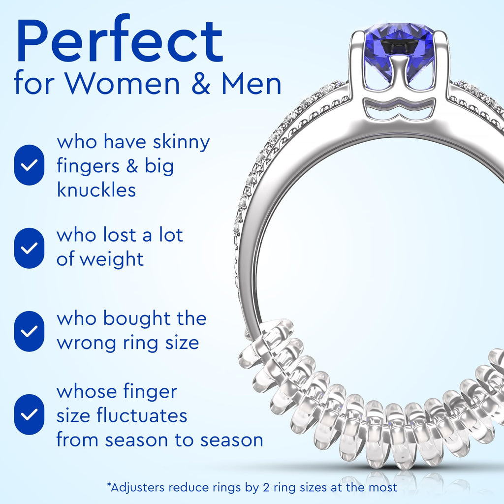 Ring Sizers for Loose Rings – Clip Ring Adjusters in 8 Sizes, Fits Flat Bands Up to 8 mm, Invisible Ring Guards for Women & Men Jansha Store
