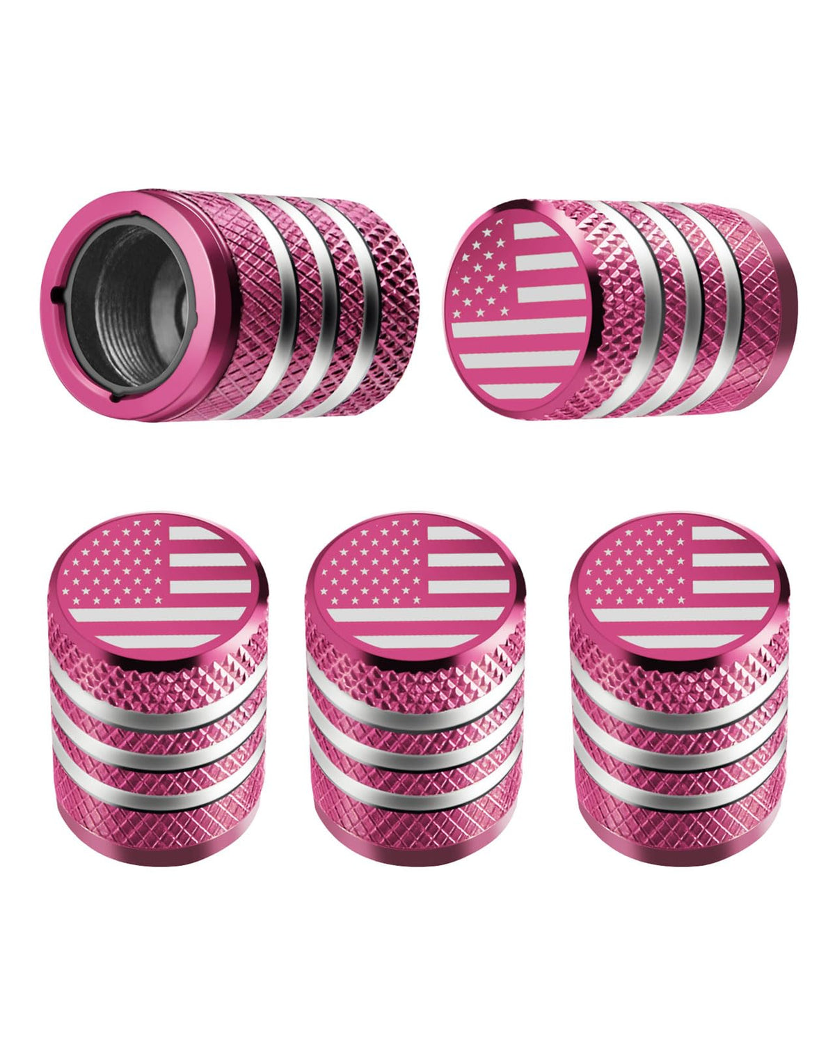 DECURCAR Tire Valve Stem Caps 5 Pack American Flag - Black Jansha Store