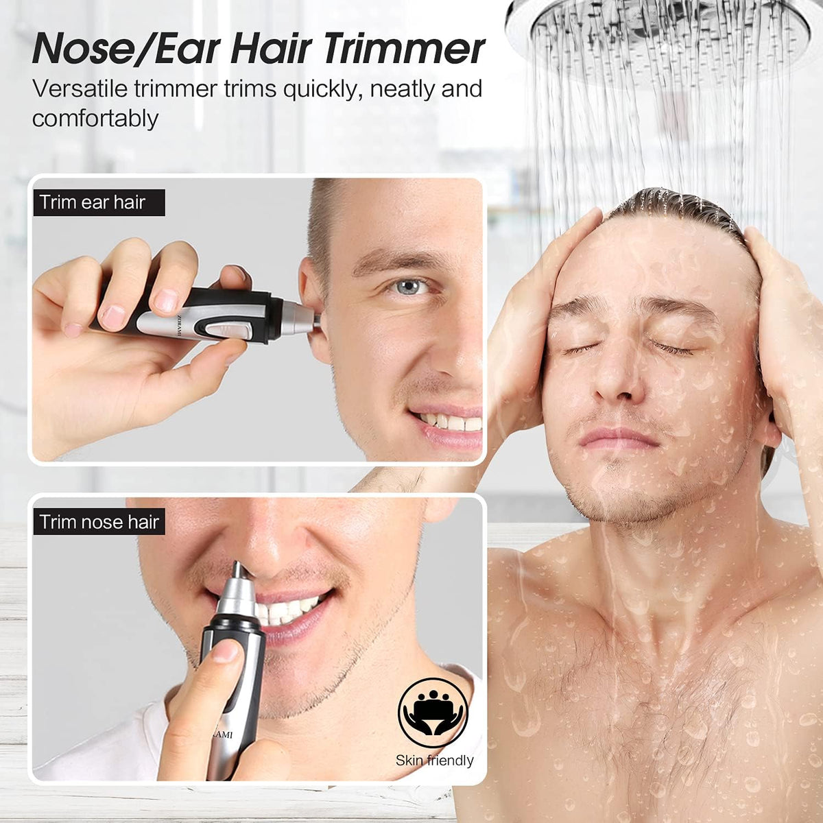 Ear and Nose Hair Trimmer Clipper - 2026 Professional Painless Eyebrow & Facial Hair Trimmer for Men Women,Battery-Operated Trimmer with IPX7 Waterproof,Dual Edge Blades for Easy Cleansing Black Jansha Store
