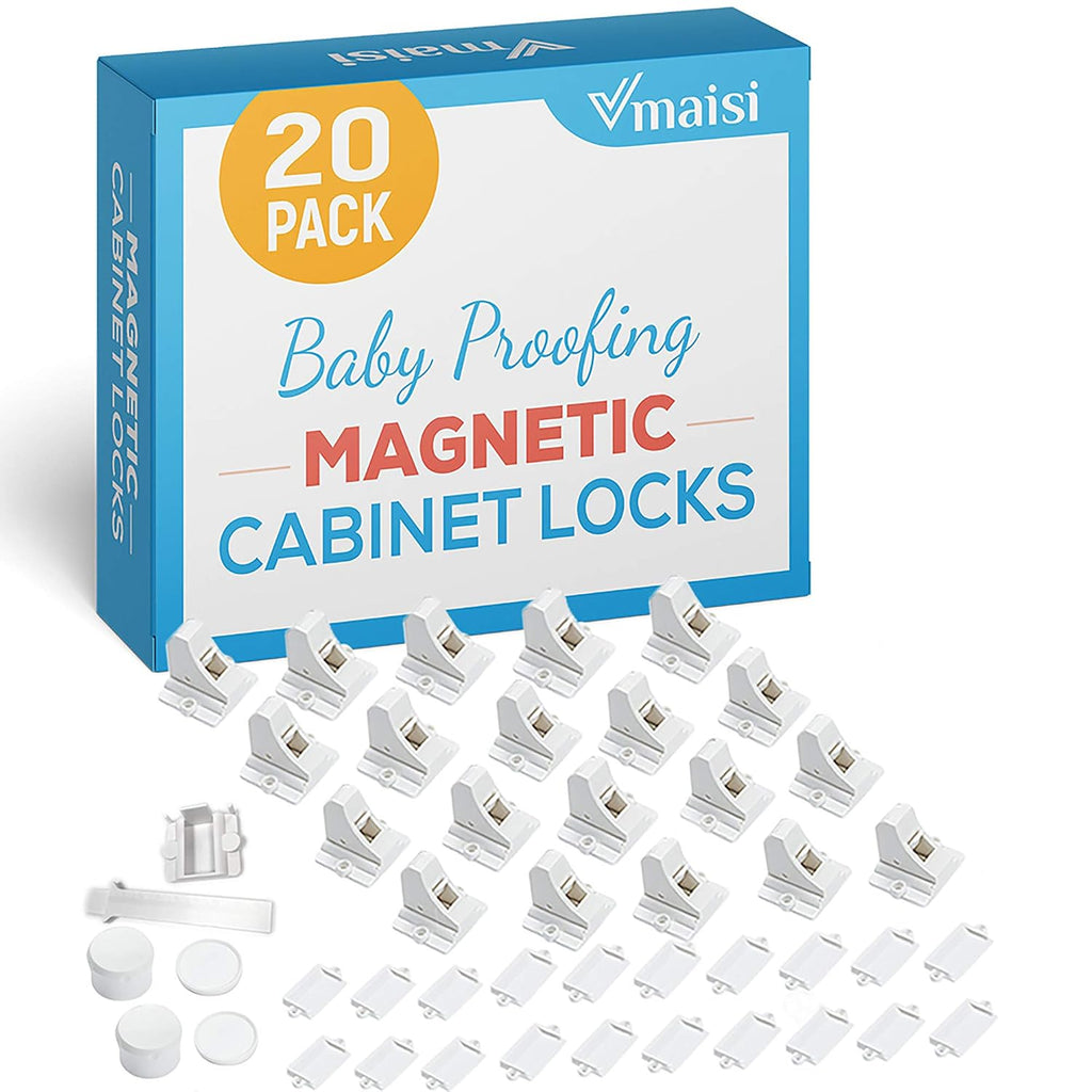 Vmaisi 20 Pack Magnetic Cabinet Locks Baby Proofing and 2 Keys Jansha Store