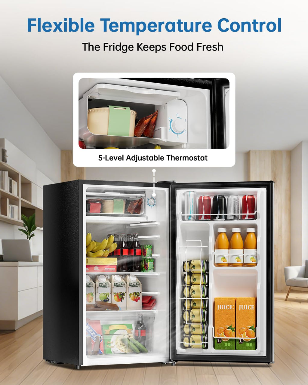 3.2 Cu Ft Mini Fridge with Freezer, Single Door Upright Freezer Jansha Store